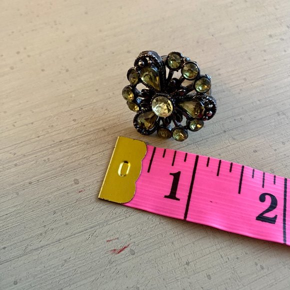 Vintage Green Flower Large Adjustable Statement Ring - Picture 11 of 13
